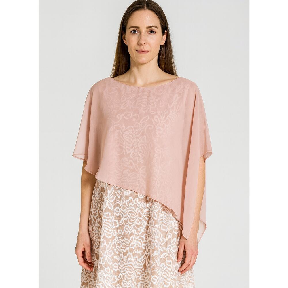 Coldwater Creek Elegant Chiffon Mother Of The Bride Dress Pale Pink Shrug 16P